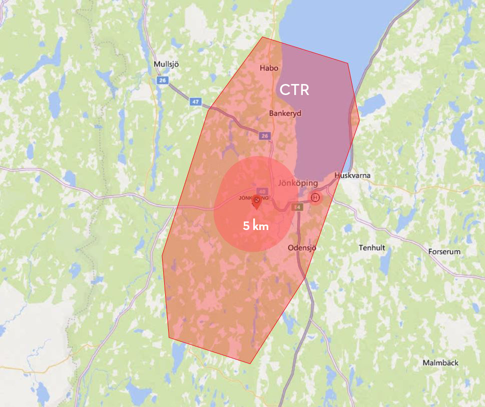 Karta över luftrummet över ESGJ